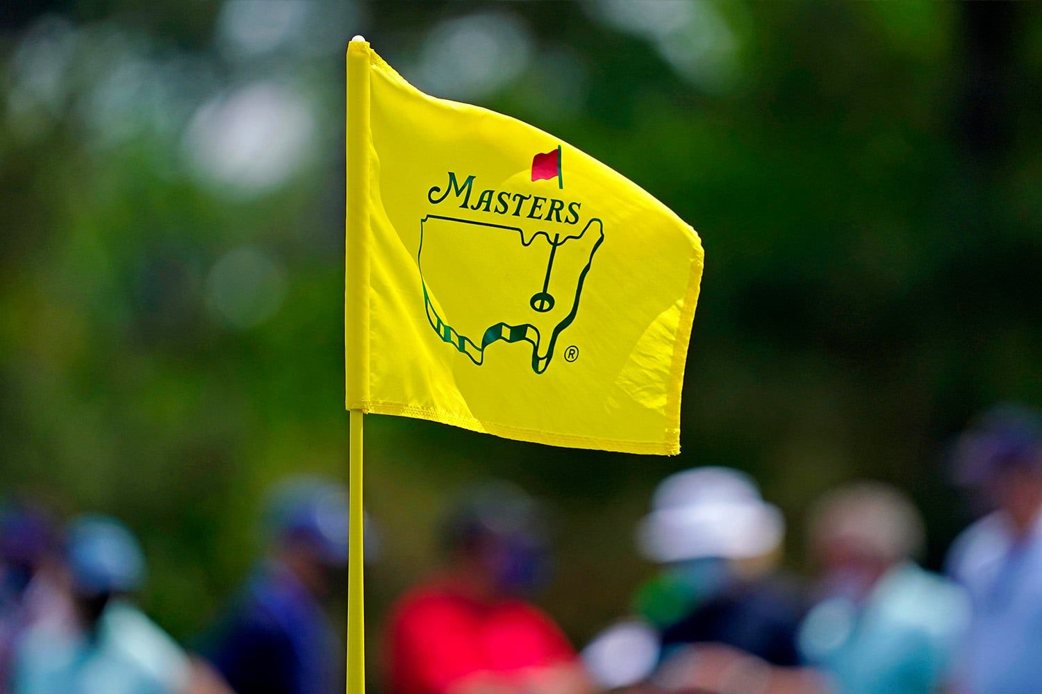 Yellow Augusta Masters golf hole flag
